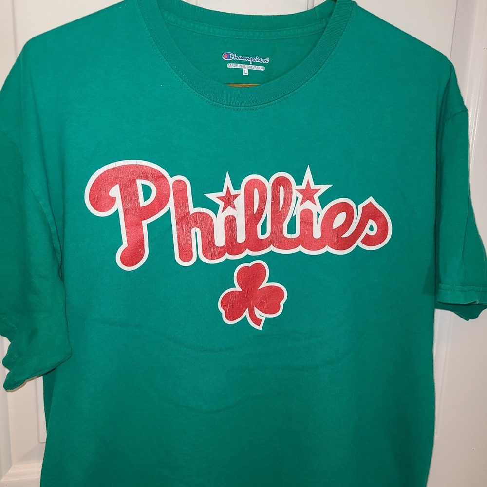 Phightin Irish Phillies St Pattys T-Shirt Sz Large Champion Green Shamrock